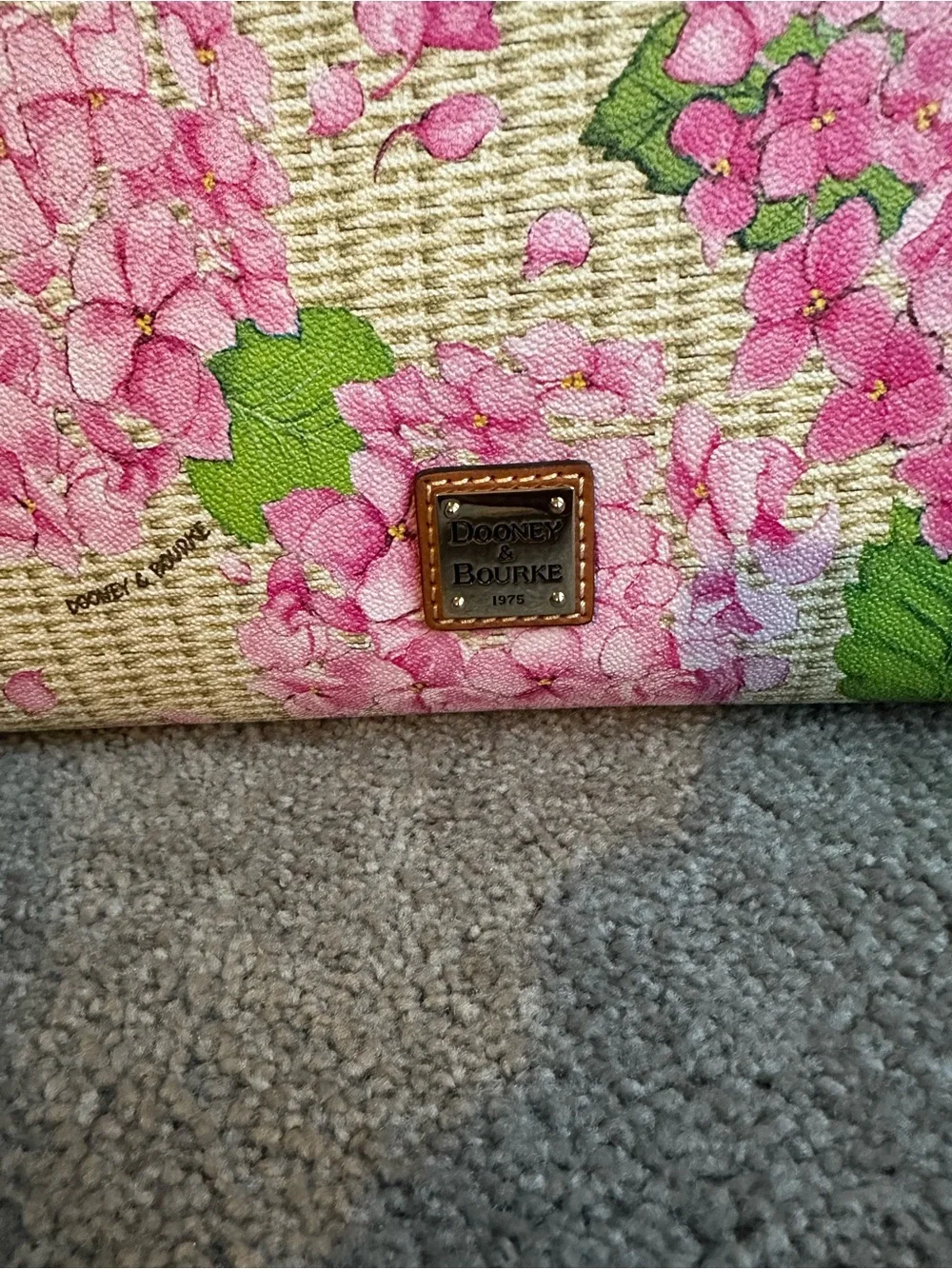 Dooney & Bourke Hydrangea Basketweave Zip Satchel Pink